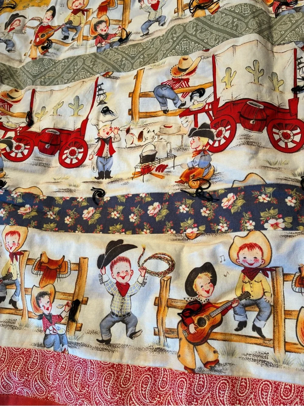Homemade Quilt 53x65 Western Cowboy Multicolor Reversible